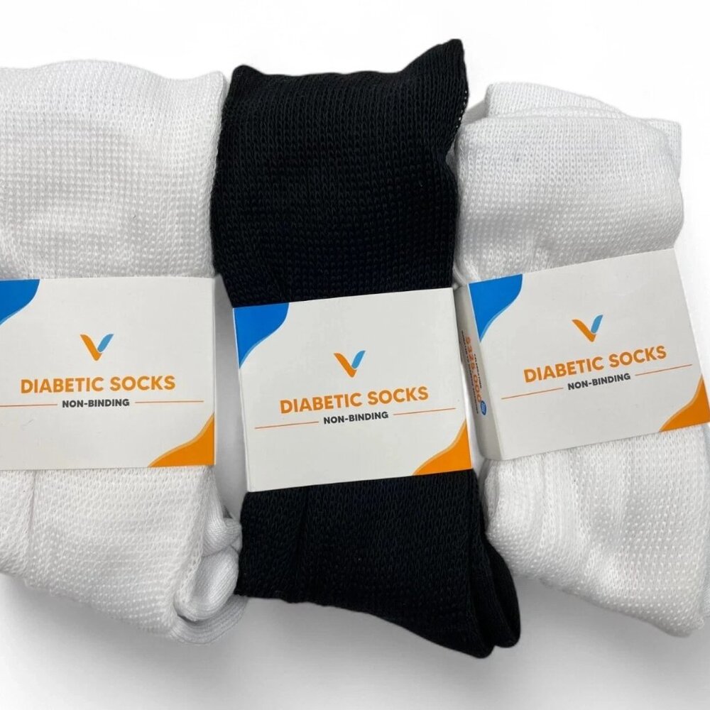 3 Pair Viasox Diabetic Non Binding Crew Socks XL Men's 13-19 Women's 14 X-Large